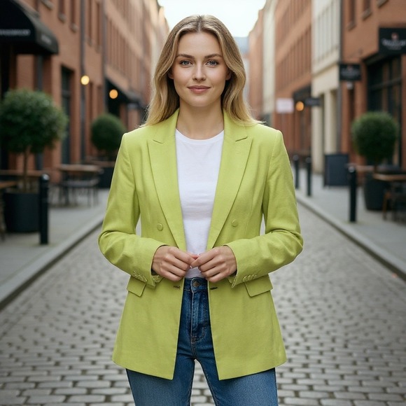 House of Harlow 1960 Green Double Breasted Blazer Business Casual Spring Small - Picture 1 of 7